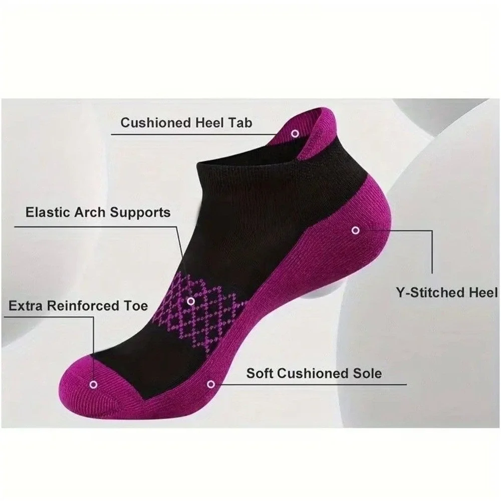 Colorful Athletic Women's Ankle Socks M/L 6 PACK Tab Low Cut High Quality‎ NEW